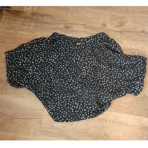 Roxy Blue Polka Dot Tie Front Cover Up Shrug Cardigan M Super Cute! - Picture 5 of 7